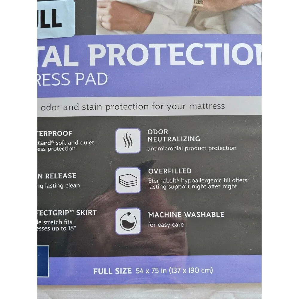 Sealy Premium Total Protection Plus Waterproof Full Size Mattress Pad New White